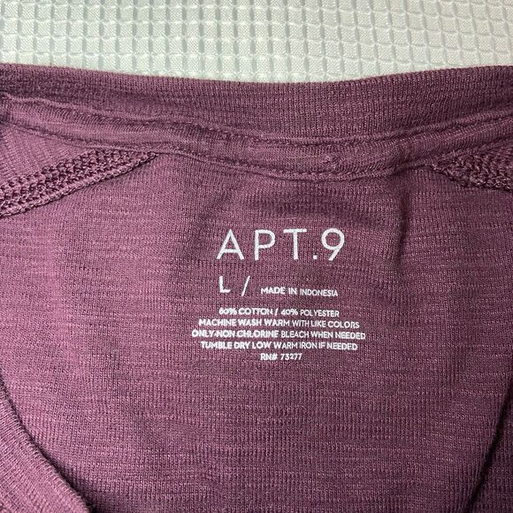 APT 9 Premier Flex Men's Long Sleeve Burgundy 1/4 button Shirt Sz L - Picture 4 of 6